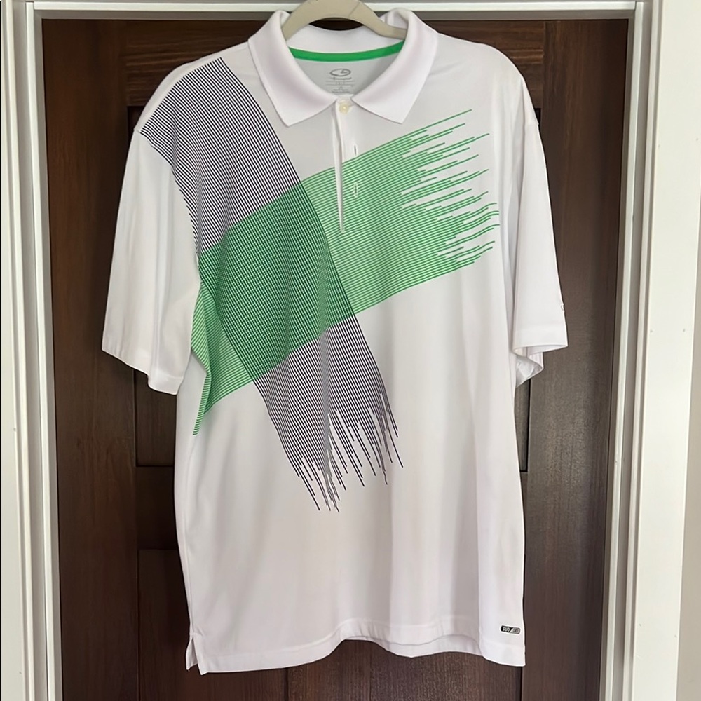 Champion White and Green Sporty Polo Shirt